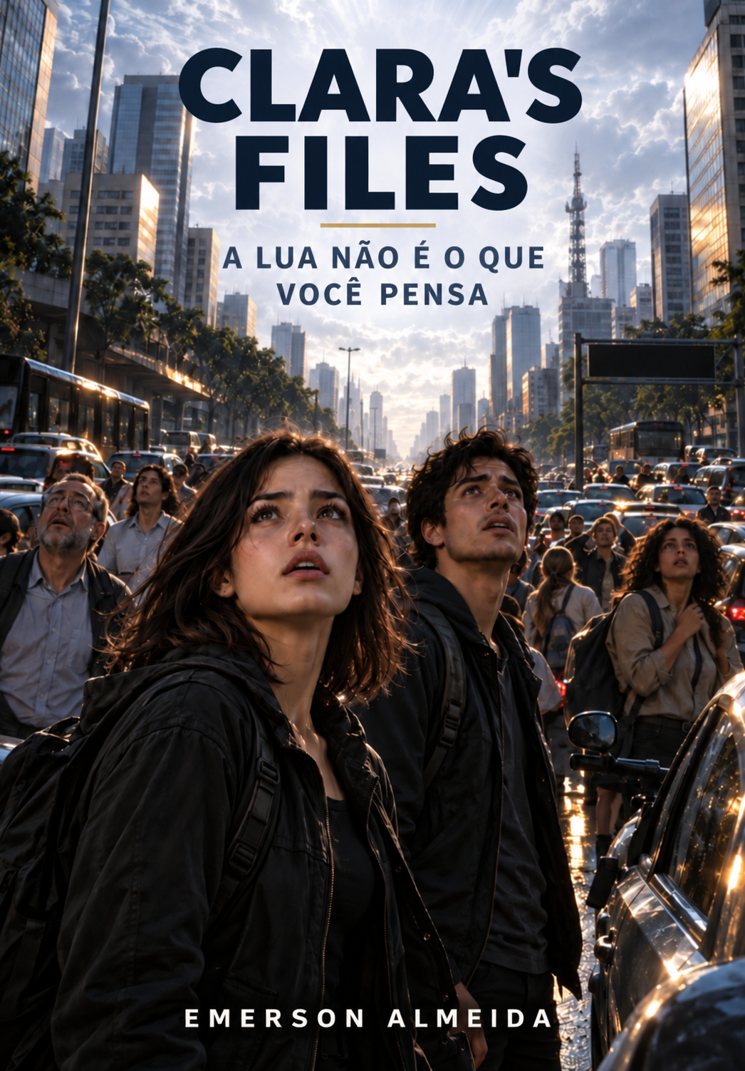 Capa do livro Clara's Files, A Lua não é o que você pensa, de Emerson Almeida